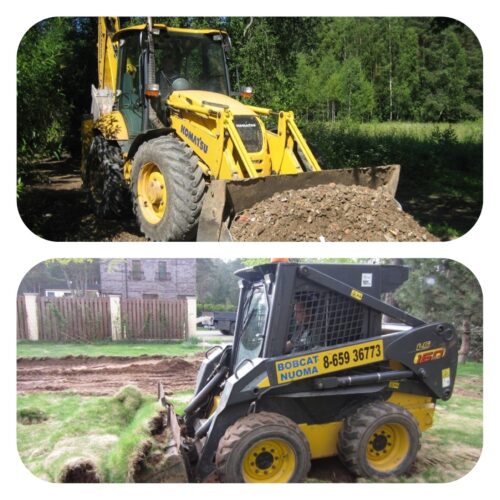 Ekskavatorių nuoma; Bobcat nuoma; Fiskarų nuoma; Savivarčių nuoma; Ekska